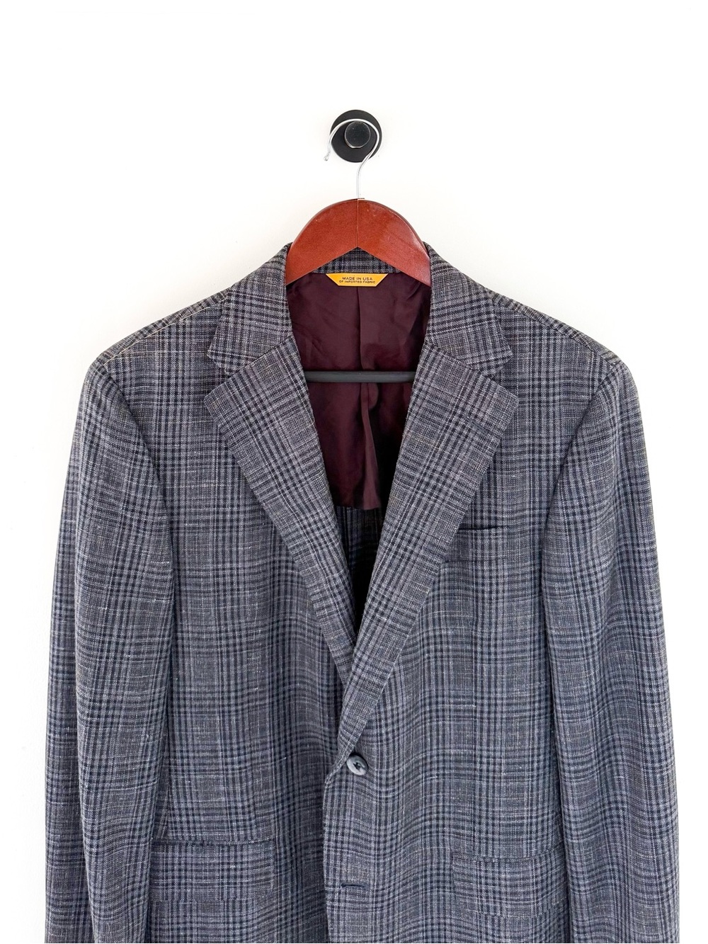 NEW Hickey Freeman Wool Silk Linen Gray Blue Plaid Blazer Sport Coat 40R Men's - Picture 6 of 16